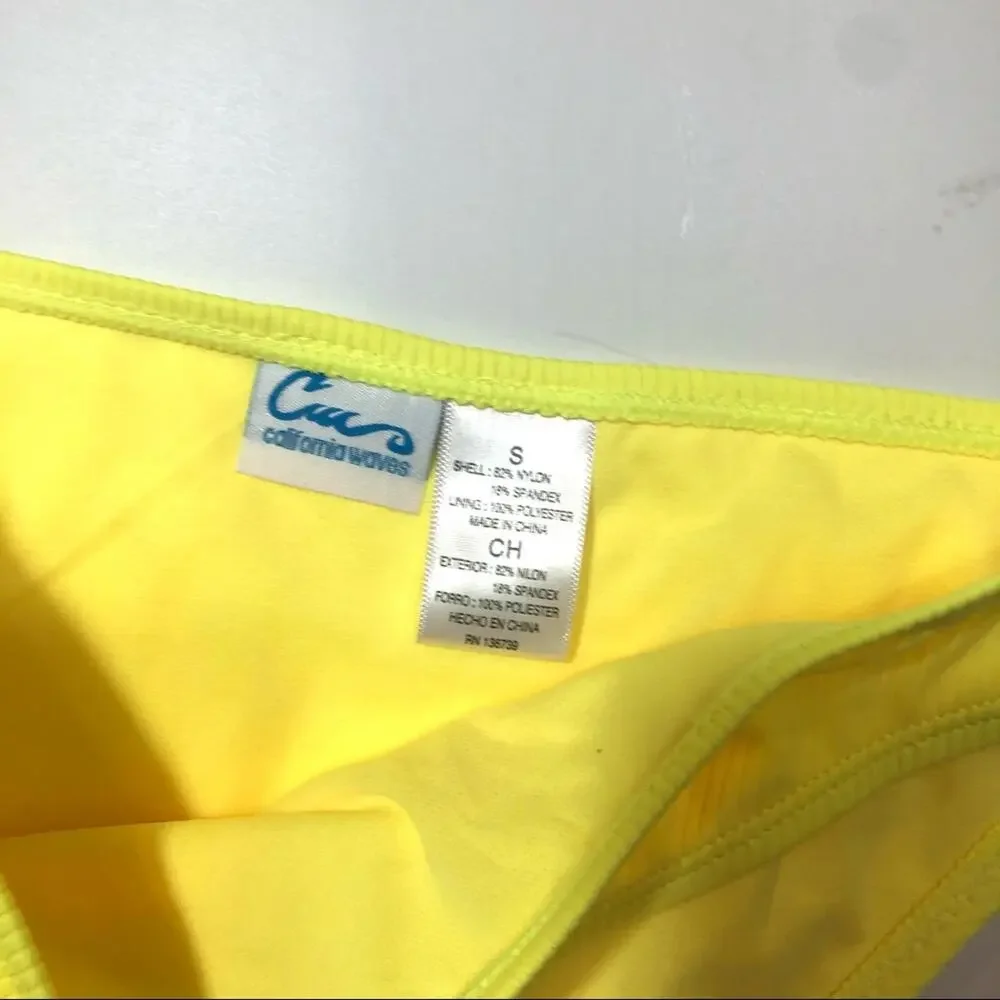 California Waves YELLOW Ribbed Bikini Swim Bottom